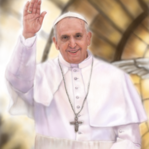Pope Francis Waving Fine Art Portrait Print