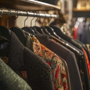 Luxurious Vintage Apparel Boutique Close-Up Photography