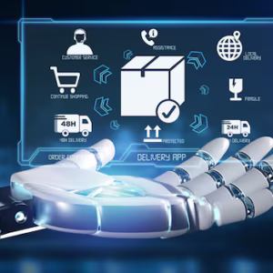 Futuristic AI Logistics and Smart Delivery Hologram Concept